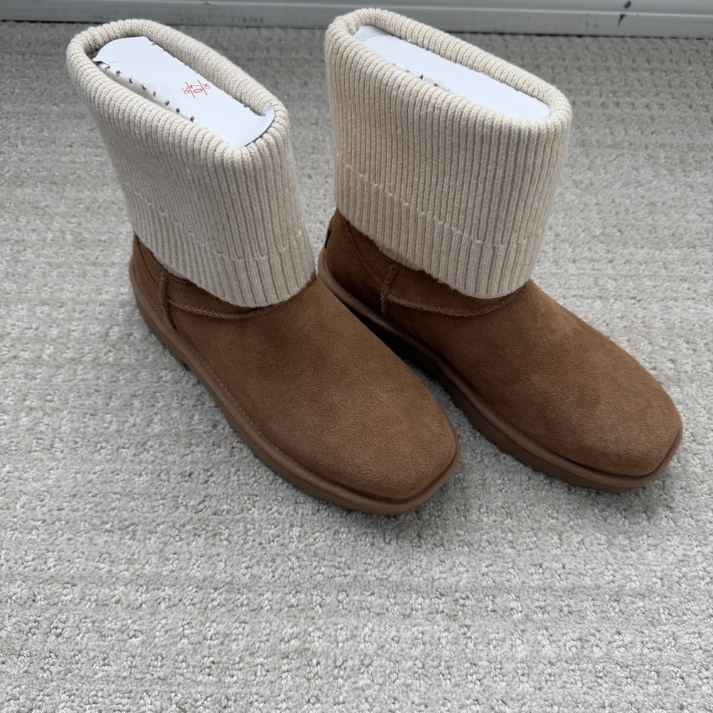 UGG Women's Marais Knit Chelsea Bootie Tan Size 8